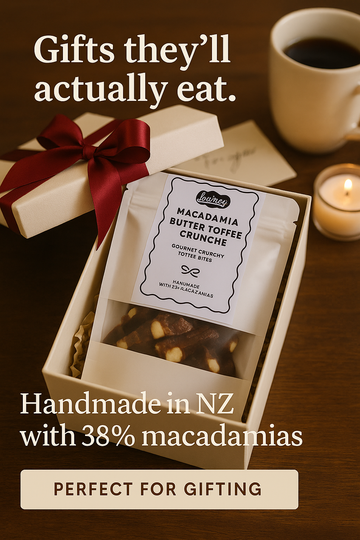 Macadamia Butter Toffee Crunché - Gourmet Crunchy Toffee Bites (8g Single Serve) | Lowrey Foods NZ
