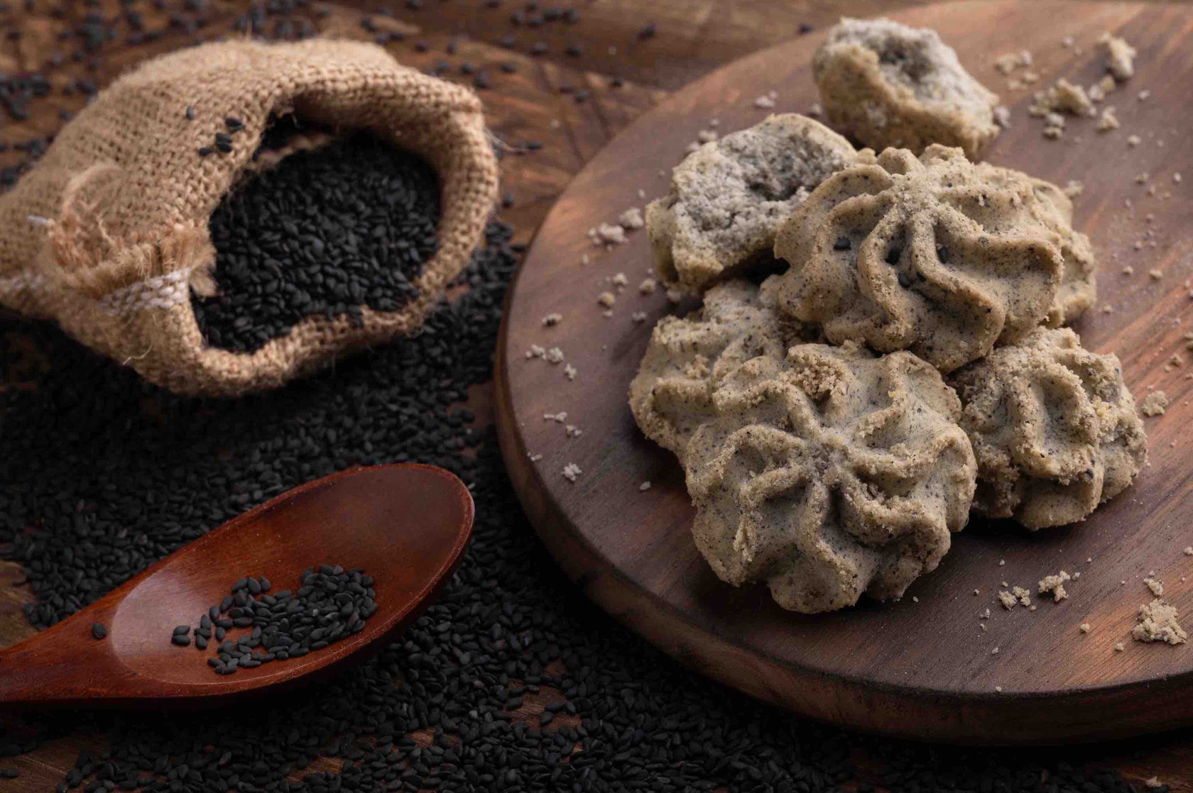 Buy Black Sesame Seed Butter Cookies Handcrafted In NZ Lowrey Foods